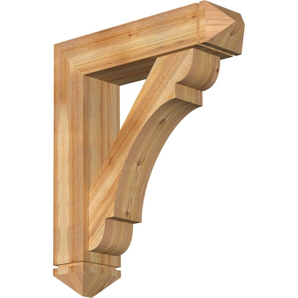 Ekena Millwork Olympic Arts and Crafts Rough Sawn Bracket w/ Offset Brace, Western Red Cedar, 8"W x 32"D x 38"H BKT0806X32X38OLY03RWR - main